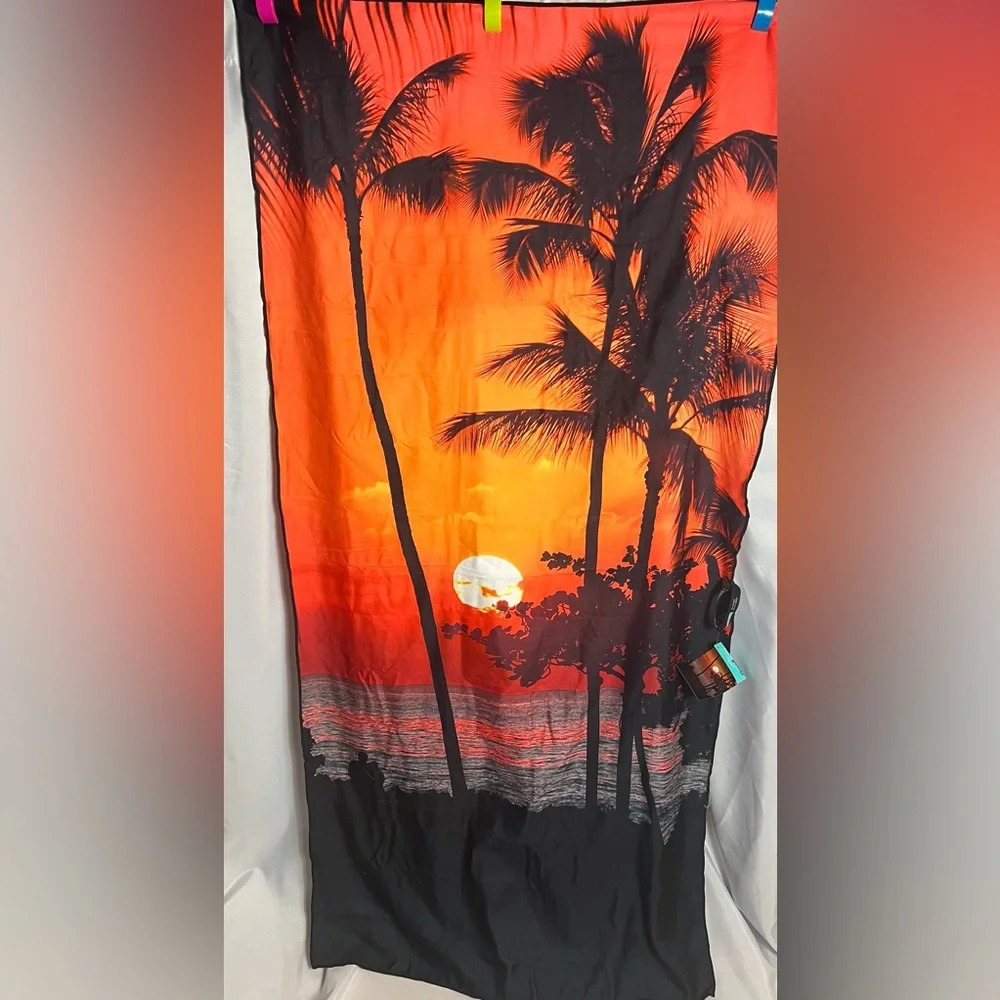 NWT Whitley Willows Microfiber Beach Towel Reversible 35" X 70 Sunset